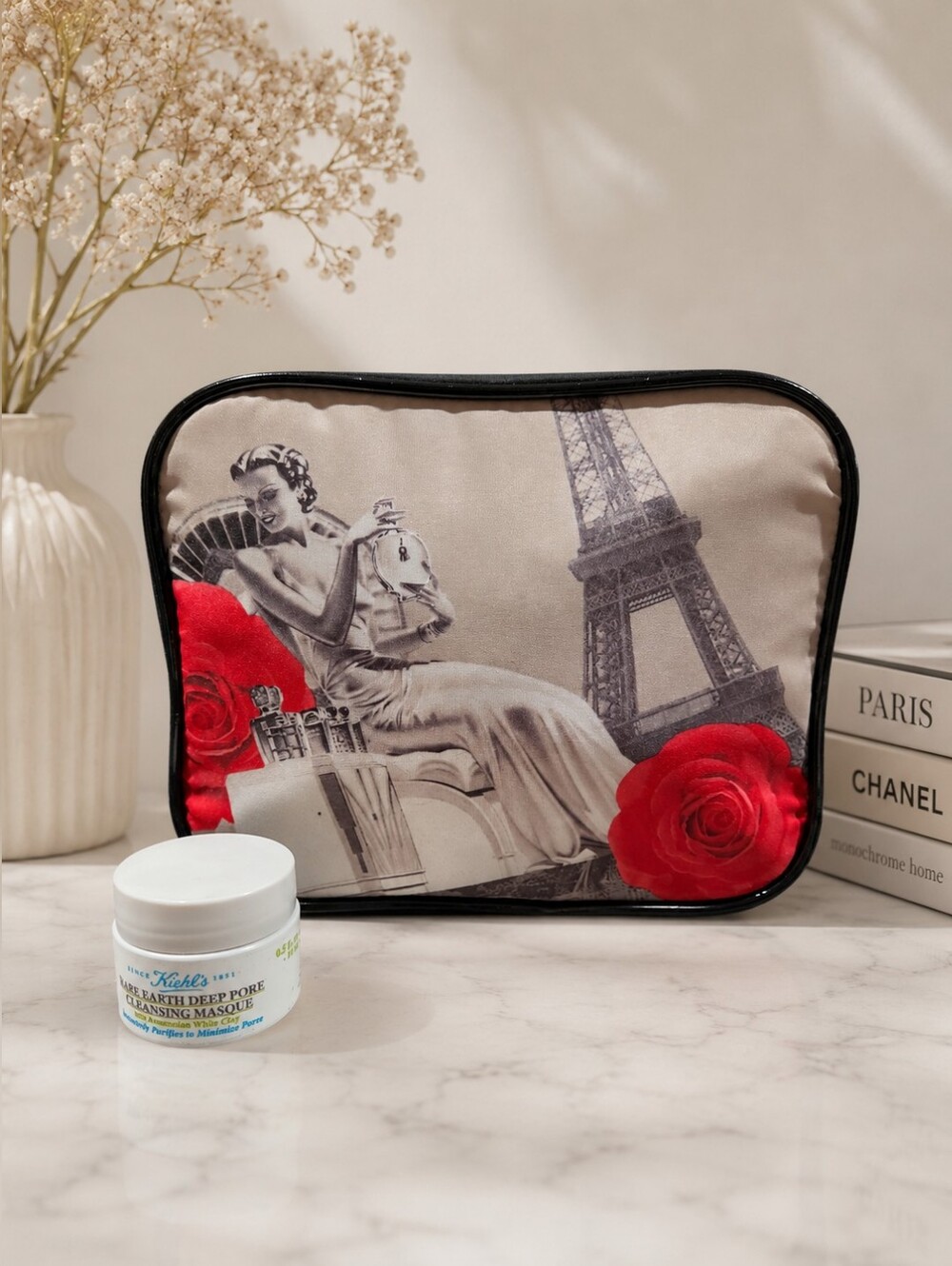 Lancôme Paris makeup bag & Kiehl's Rare Earth Deep Pore Cleansing Masque